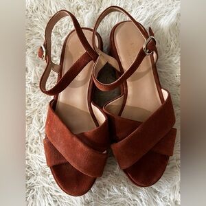 Kate Spade nSuede Cross-Band Slingback Sandals in Rust